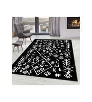 Rovigo Home Dijital Baskı Yıkanabilir Kaymaz Taban Salon Halısı RVG0091-SD949 (Siyah)