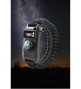 Paracord Bileklik Dijital Saat Pusula Ateş Başlatıcı