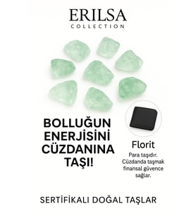 Sertifikalı Ham Cüzdan Boy Yeşil Florit Taşı Kütle - Zihinsel Denge ve Günlük Enerji Temizliği (Çok Renkli)