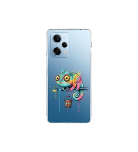 Redmi Note 12 Pro 5G ile Uyumlu Splash Bukalemun Tasarımlı Şeffaf Silikon Kılıf