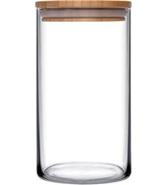 PAŞABAHÇE 43463 Bamboo Ahşap Kapaklı Cam Kavanoz, Şeffaf, 1.48 Litre