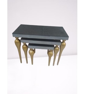 Zigon ILGZ 12386 TOMBUL Model Kayın MDF tabla gold ayak Füme cam Kaplama Elyapım (Siyah)