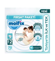 Nessiworld Molfix Premium Bebek Bezi Fırsat Paketi 2 Beden 3-6 Kg 70 Adet