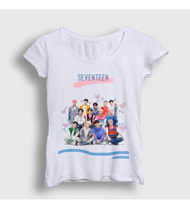 Presmono Kadın Beyaz Band K Pop Seventeen T-Shirt 547929tt