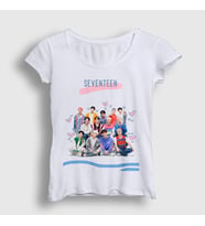 Presmono Kadın Beyaz Band K Pop Seventeen T-Shirt 547929tt