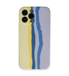 Apple İphone 13 Pro Kılıf Ebruli Lansman Silikon - Sarı-lila