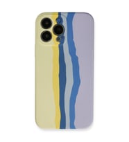 Apple İphone 13 Pro Kılıf Ebruli Lansman Silikon - Sarı-lila