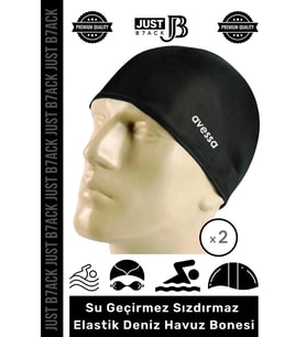 #Bone Su Geçirmez Sızdırmaz %100 Silikon Esnek Yüzücü Elastik Siyah Deniz Havuz Bonesi - 2 Adet