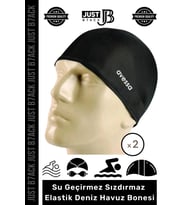 #Bone Su Geçirmez Sızdırmaz %100 Silikon Esnek Yüzücü Elastik Siyah Deniz Havuz Bonesi - 2 Adet