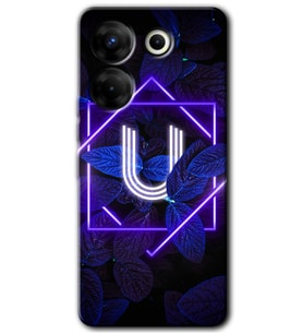 Tecno Camon 20 Pro 5G Kılıf HD Desen Baskılı Kılıf - Dark Neon Yaprak U Harfi