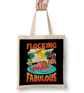Cute Flocking Fabulous Flamingo Confidence Pun Bez Çanta Uzun Saplı