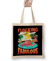 Cute Flocking Fabulous Flamingo Confidence Pun Bez Çanta Uzun Saplı