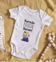 BK Kids Burada Patron Benim Tasarımlı Bebek Body Zıbın - Model 1