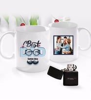 BK Gift Kişiye Özel Babalar Günü Hediyesi Fotoğraflı Kupa Bardak ve Benzinli Çakmak Seti-85 (Model 1)