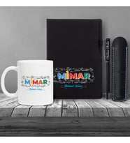 Kişiye Özel UV Baskılı Mimar Temalı Siyah Defter & Siyah Roller Kalem ve Kupa Seti