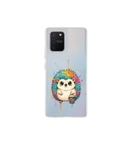 Samsung Galaxy A91 ile Uyumlu Splash Kirpi Tasarımlı Şeffaf Silikon Kılıf