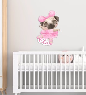BK Gift Kişiye Özel Tatlı Köpek Tasarımlı Çocuk Odası Ahşap Duvar Süsü-1 (Beyaz)