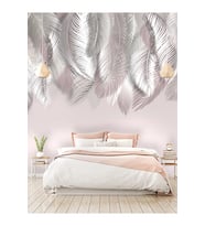 Dreamwall Sarkık Yapraklar Desenli Silinebilir Sağlıklı Tekstil Duvar Kağıdı (Pastel Aşı)