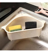ÜçKol Ticaret Vantuzlu Üçgen Sebze Meyve Lavabo Raf Evye Süzgeç Sünger Tutucu Düzenleyici Mutfak Organize (Gri)