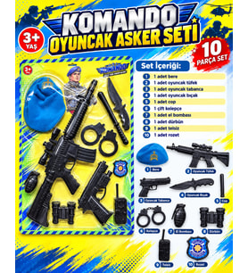 Oyuncak Komando Bordo Bere Asker Polis Seti Hedefli Dart Seti Yelekli Aksiyon Seti 10-16 Parça