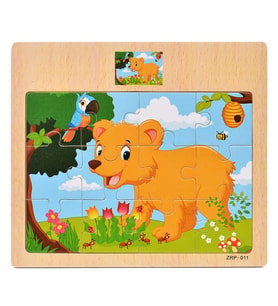 Hayal Sepeti AYICIK resimli Ahşap Çocuk Puzzle 12 Parça 15x17cm