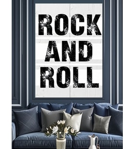 Rock And Roll Metin Simge Dekoratif Kanvas - Mdf Ahşap Tablo