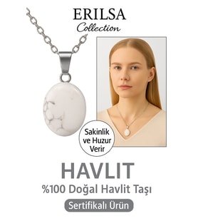 Sertifikalı Oval AAA+ Beyaz Havlit Taşı Doğal Taş Kolye – Stresi Azaltır ve İçsel Sükunet Sağlar (Çok Renkli)