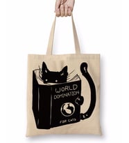 Kitap Okuyan Kedi Cats Bez Çanta Uzun Saplı