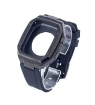 Uray store Apple Watch 44mm KR402 Metal Kasa Silikon Kordon - Siyah