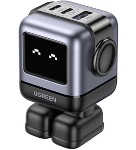 65W Robot GaN Hızlı Şarj Cihazı 2xUSB-C, 1xUSB-A, Gri
