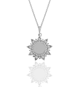 Söğütlü Silver Gümüş rodyumlu zirkon taşlı sunflowers güneş kolye