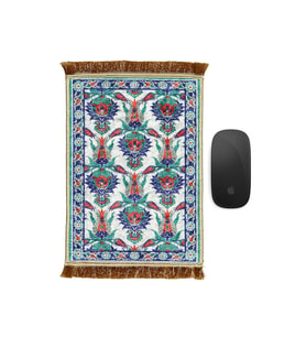 Bursa İpek Su Yeşil Dekoratif Küçük Halı Mousepad