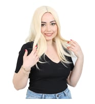 Kahkülsüz Fiber Sen Orta Boy Düz Peruk / Platin