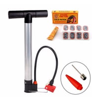 Bisiklet Motosiklet Pompa Lastik Hava Şişirme Pompası +  48 Yama Top Iğnesi + Bo