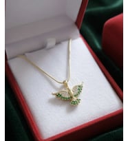 Özel Tasarım Zirkon Taşlı Anka Kuşu Kolye ve Kadife Hediye Kutusu (Gold)