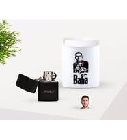 BK Gift Kişiye Özel Babalar Günü Hediyesi Godfather Baba Tasarımlı Seramik Kül Tablası ve Benzinli Çakmak Seti-2 (Model 1)