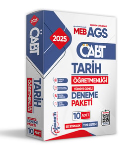 2025 MEB-AGS ÖABT YENİ SİSTEM TARİH Öğretmenliği 10lu Paket Deneme Çözümlü Türkiye Geneli