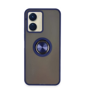 Vivo Y16 Kılıf Montreal Yüzüklü Silikon Kapak - Lacivert