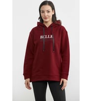 Kapüşonlu İçi Pamuklu Kalın Sweatshirt - Bordo