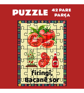 Pazil Bi Kurdî Firingî Bacanê Sor Domates - Kürtçe Puzzle Yapboz (42 Pare/Parça - A4) (Çok Renkli)