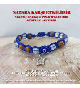 Vaoov 925 Ayar Gümüş Doğal Taşlı Nazara Karşı Enerji Bilekliği