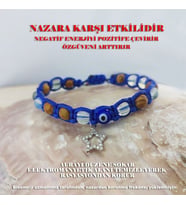 Vaoov 925 Ayar Gümüş Doğal Taşlı Nazara Karşı Enerji Bilekliği