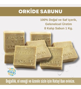 Bitkiselce Saf ve doğal içeriklerle Ordkide Sabunu  950 gr (8 Kalıp)