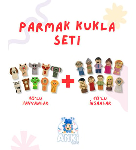 İnsanlar ve Hayvanlar Parmak Kukla Seti 20'li (Çok Renkli)