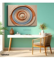 Yatay Kanvas Tablo Kabartma Görünümlü Spiral Halka Soyut Tablo Ev Ofis Duvar Dekoru