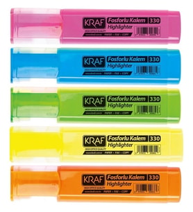 Kraf 330 Fosforlu İşaretleme Kalemi Karışık Set (5li Paket)