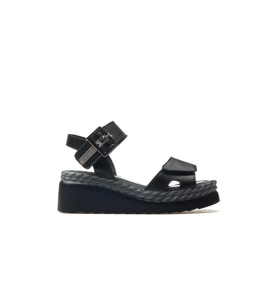 VENÜS Kadın Hakiki Deri Dolgu Topuklu Günlük Sandalet 25y 2512303y Z Siyah/platin (Platin - Siyah)