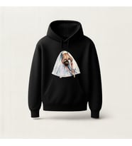 Beyaz Balerin Baskılı Hoodie Sweatshirt (Siyah)