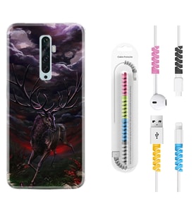 Oppo Reno 2Z 4 Lite 4 Pro 5 6 7 A31 Kılıf Kablo Koruma Spiral Silikon Dark Deer 1786