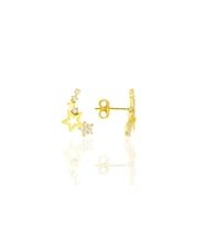 Gümüş altın yaldızlı zirkon taşlı kayan yıldızlar küpe SGTL12710GOLD